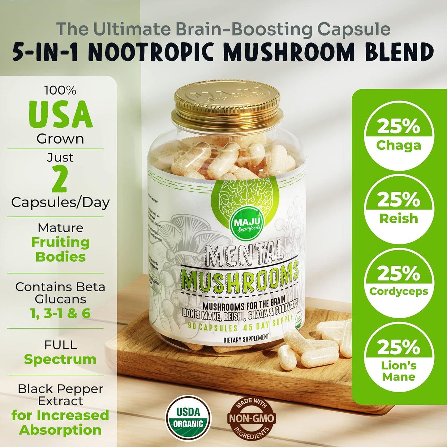 Mental Mushrooms Bundle by Maju Superfoods - Boost Your Brainpower with this Nutrient-Packed Combo - Espot.com.au