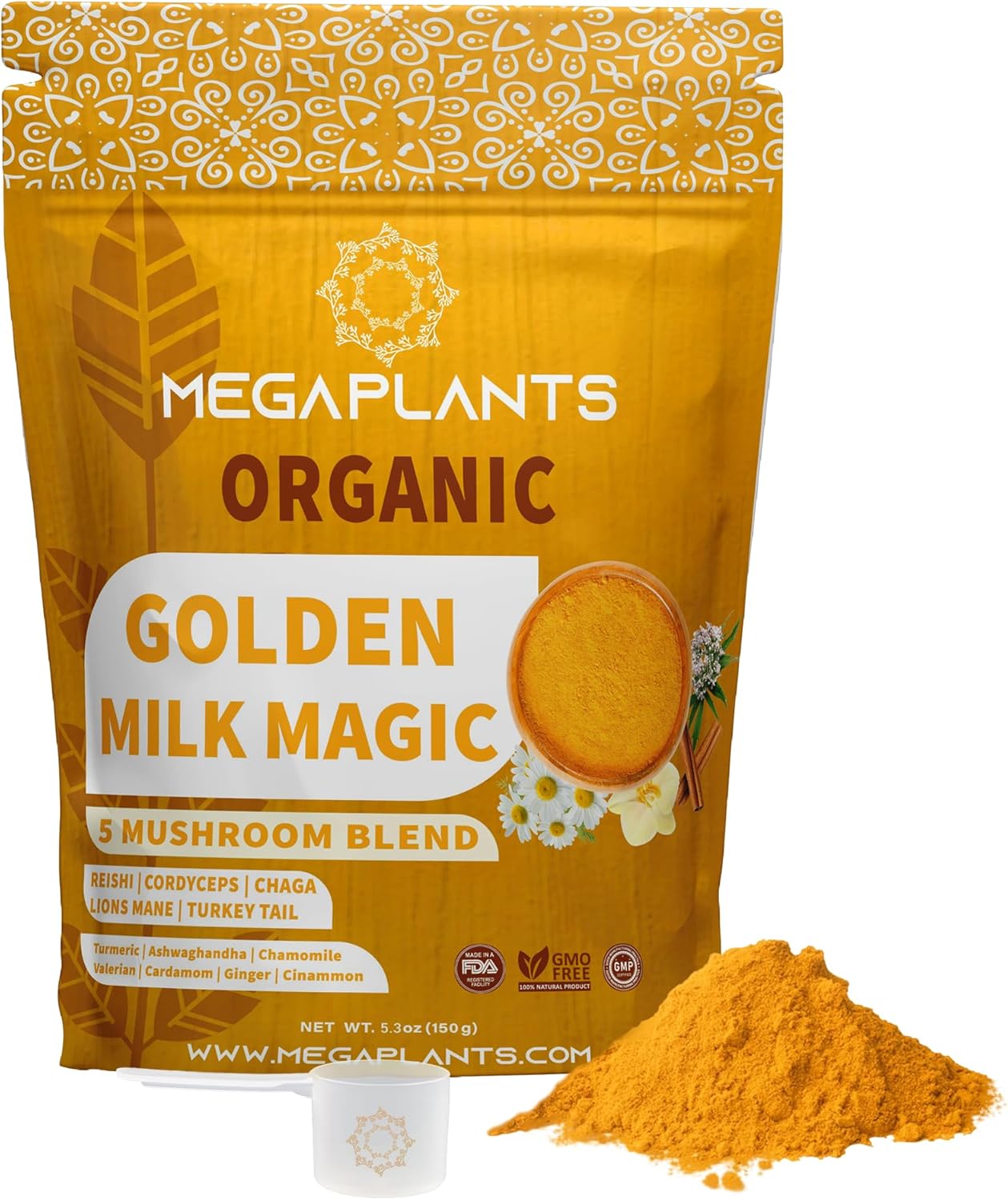 50-servings-of-megaplants-golden-milk-magic-superfood-5-mushroom-blend-for-sleep-relaxation-and-relief---includes-turmeric-ashwagandha-valerian-chamomile-and-more---ideal-for-smoothies-and-hot-beverages-1