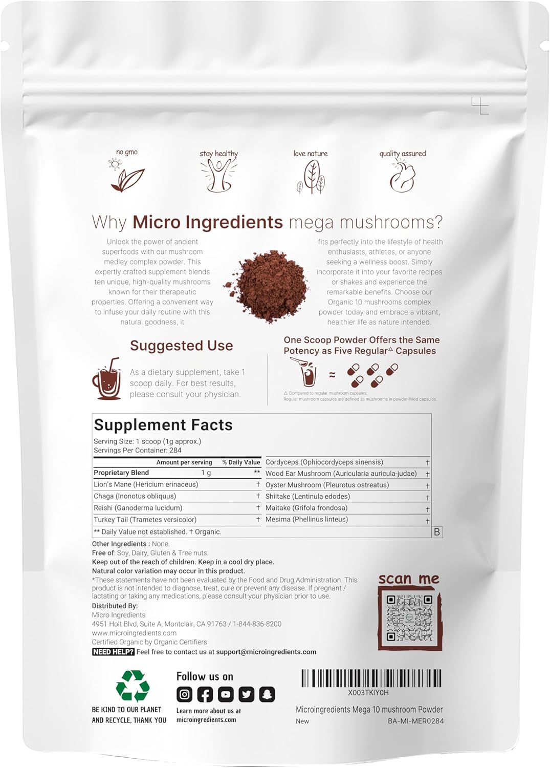 organic-mega-mushroom-10-in-1-complex-formula-powder---immune-system-booster---10oz-284-days-supply---chaga-lions-mane-cordyceps-reishi-more---vegan-filler-free-2