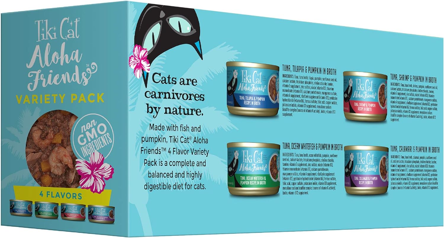 tiki-pets-tiki-cat-aloha-friends-variety-pack---seafood-flavors-with-pumpkin---3-oz-cans-12-pack---high-protein-high-moisture-cat-food-for-all-life-stages-2