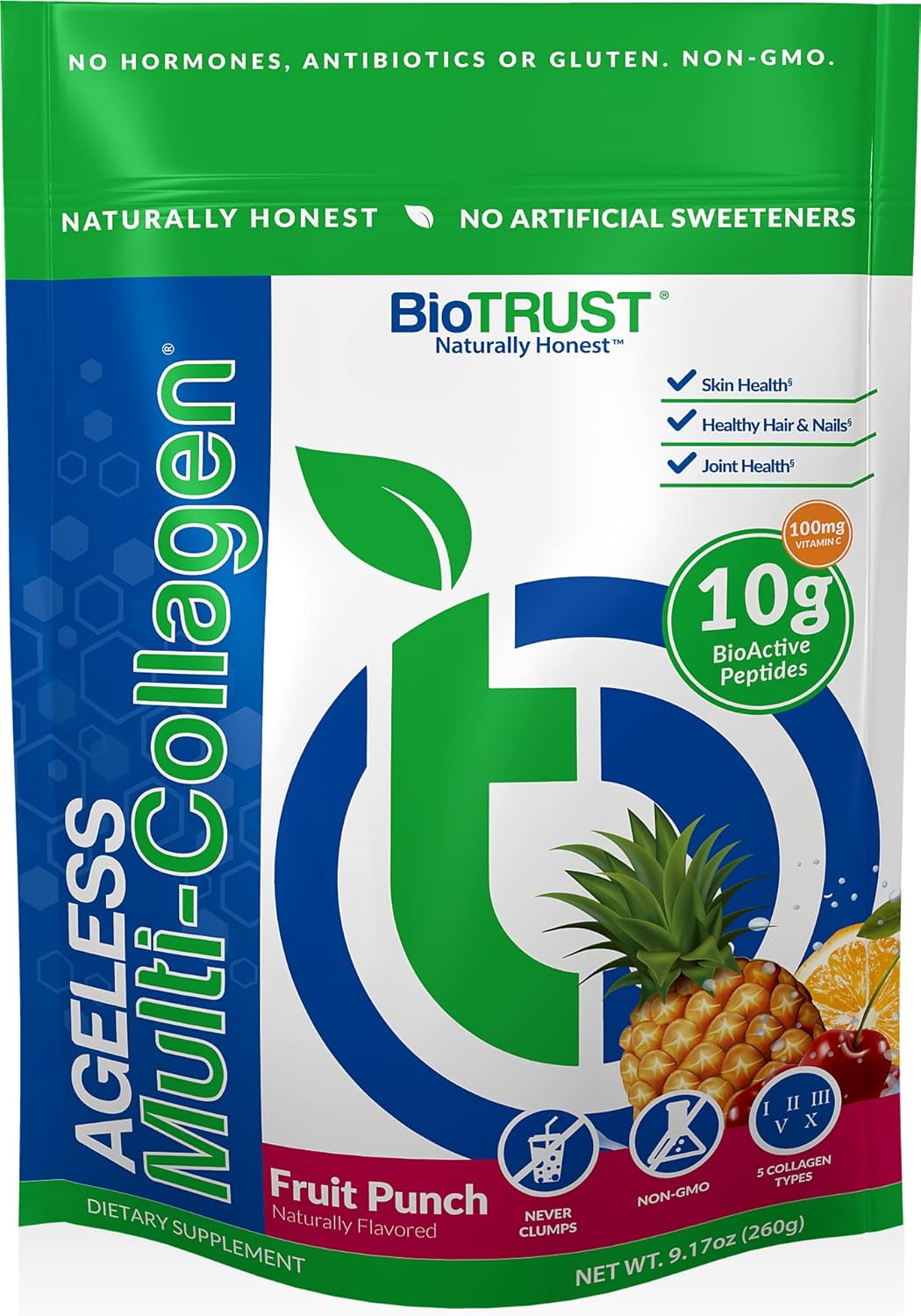 biotrust-ageless-multi-collagen-protein-powder-bundle-with-blenderbottle---fruit-punch-flavor-5-in-1-formula-2
