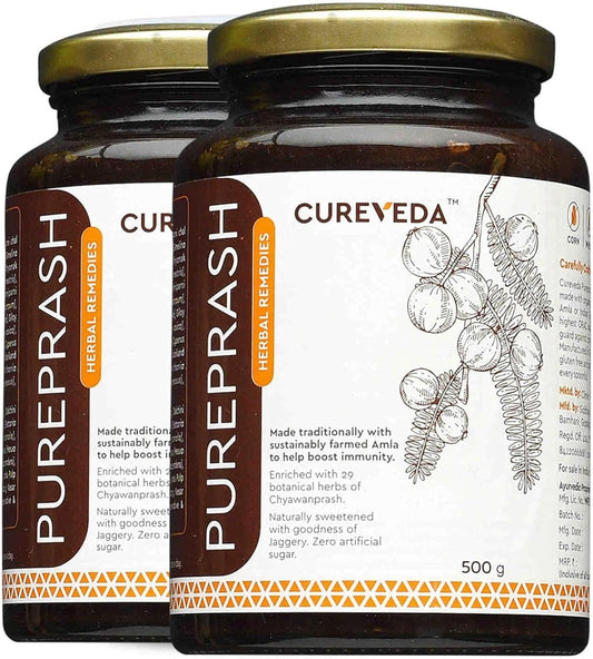 cureveda-pureprash-chyawanprash-1kg---herbal-immunity-booster-for-all-ages---jaggery-organic-saffron-kesar---no-added-sugar---500g-x-2-pack-1
