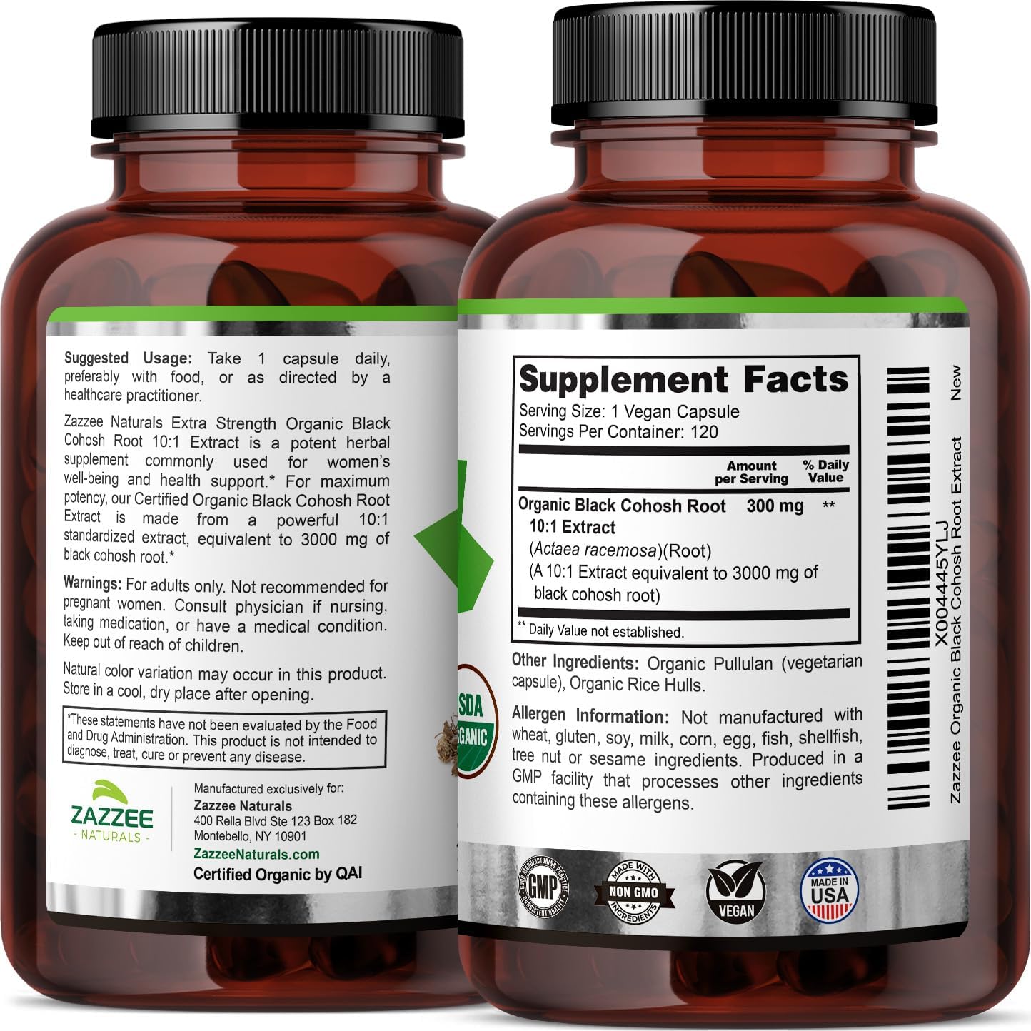 Organic Black Cohosh 10:1 Extract Capsules - 3000mg, 120 Vegan Capsules - 4 Month Supply - Non-GMO, Made in USA - Vegetarian Formula - Espot.com.au