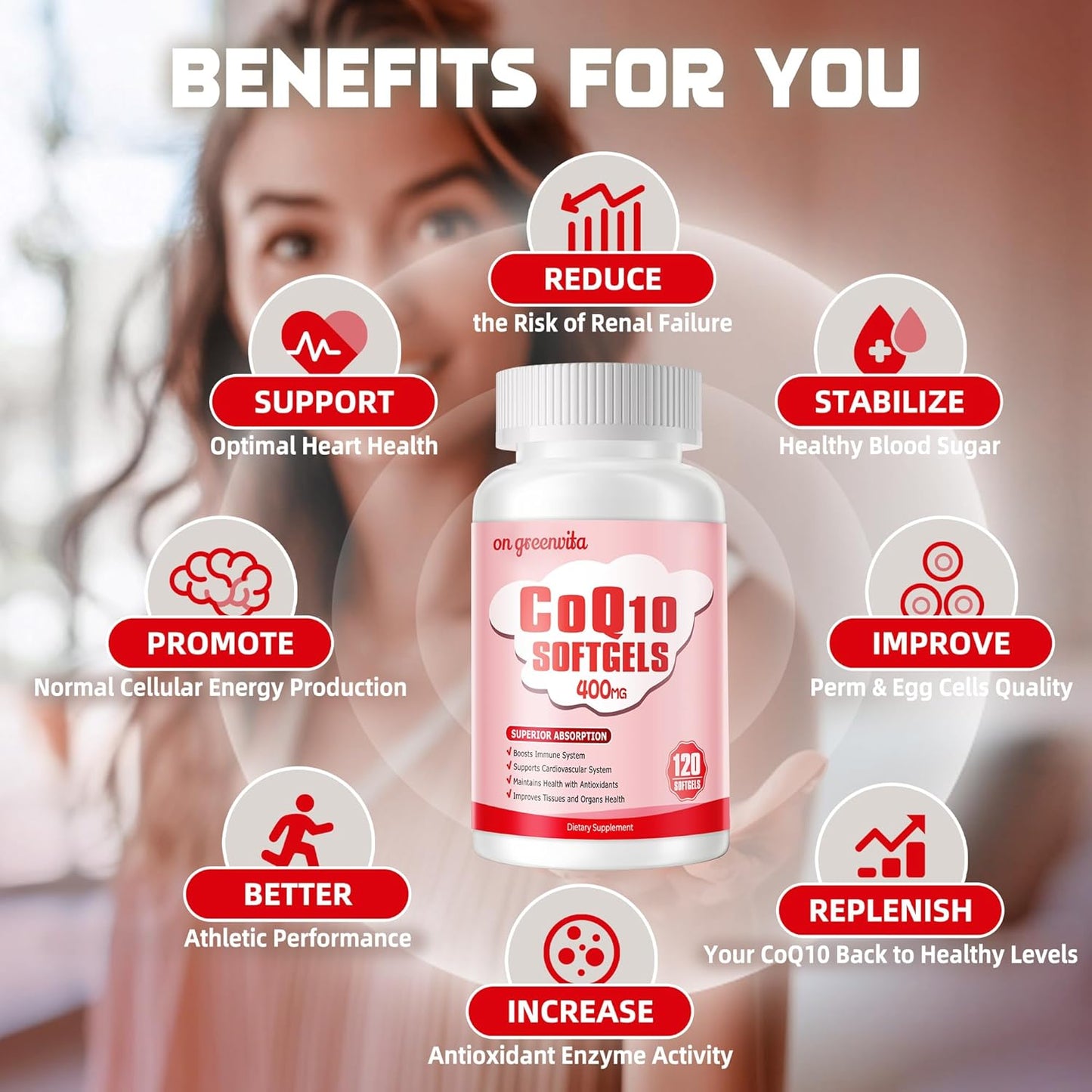 High-Absorption CoQ10 400mg Softgels with PQQ, Omega-3 & BioPerine - Antioxidant Heart Support Supplement - 120 Servings - Espot.com.au