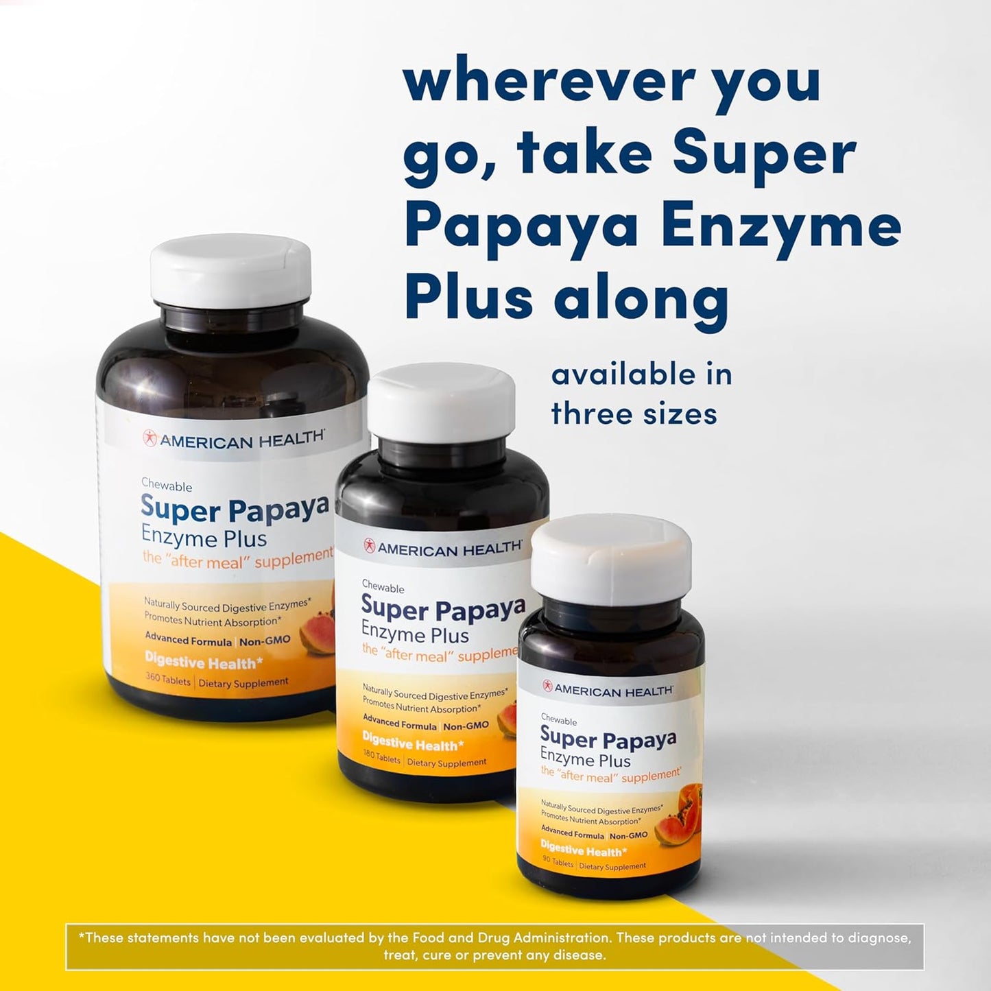 Natural Peppermint Flavored Papaya Enzyme Plus Chewable Tablets - Supports Digestion & Nutrient Absorption - With Papain & Other Enzymes - 90 Count, 30 Servings - Espot.com.au