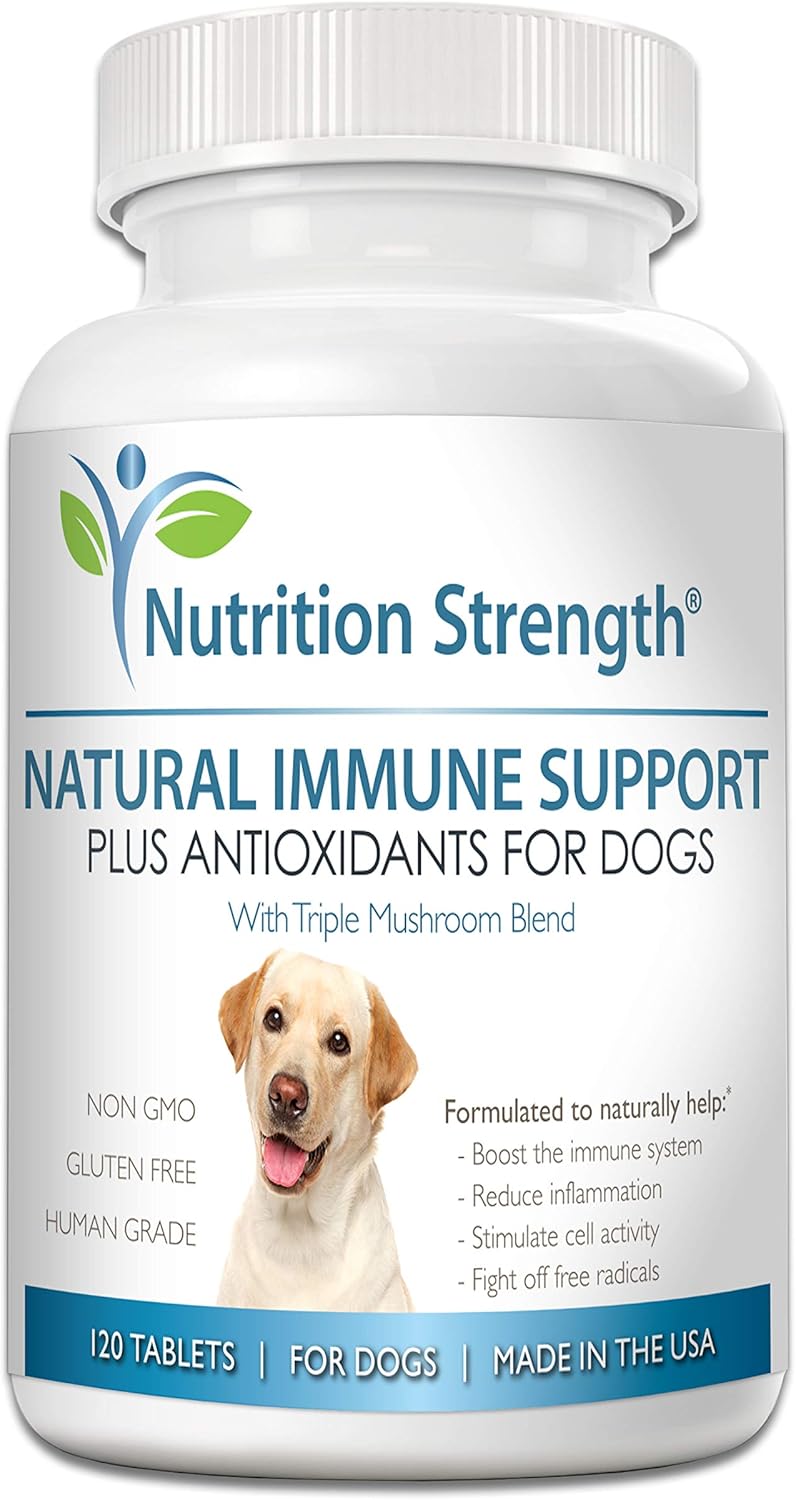 Dog Immune Support with Antioxidants, Mushrooms, CoQ10 - 120 Chewable Tablets for Nutritional Strength - Espot.com.au