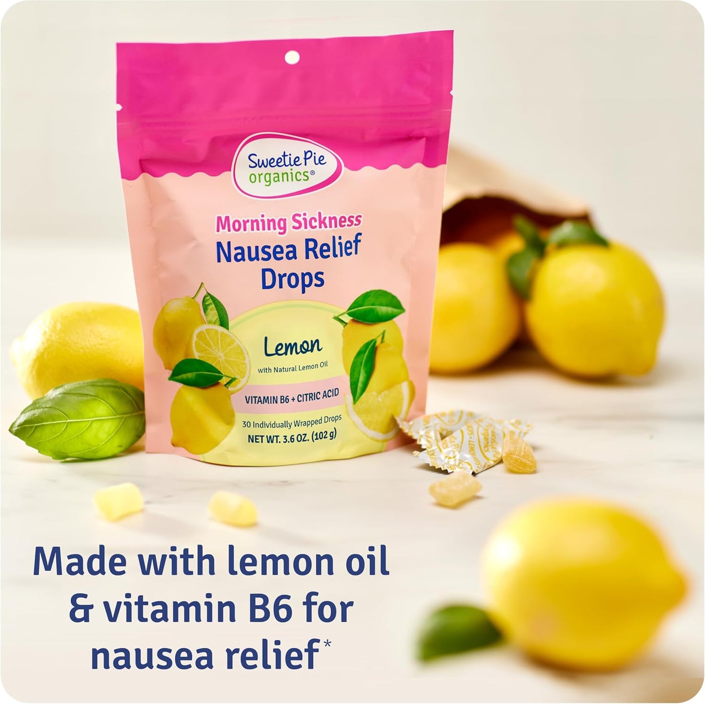 Organic Lemon Pregnancy Nausea Relief Drops - Soothe Morning Sickness in First Trimester - 30 Count x 4 Pack - Espot.com.au