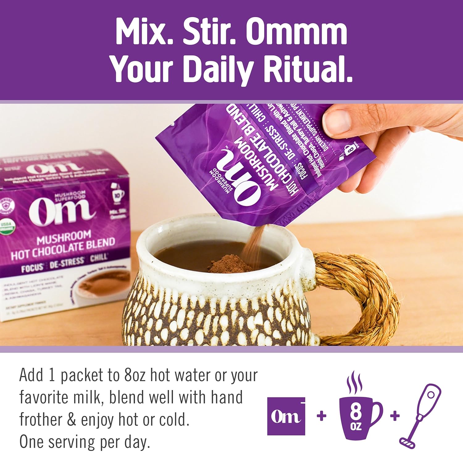 om-mushroom-superfood-hot-chocolate-blend-single-serve-packets---10-count-dutch-cocoa-flavor-with-lions-mane-reishi-chaga-turkey-tail-mushrooms-for-focus-and-stress-support---2g-sugar-25-calories-5