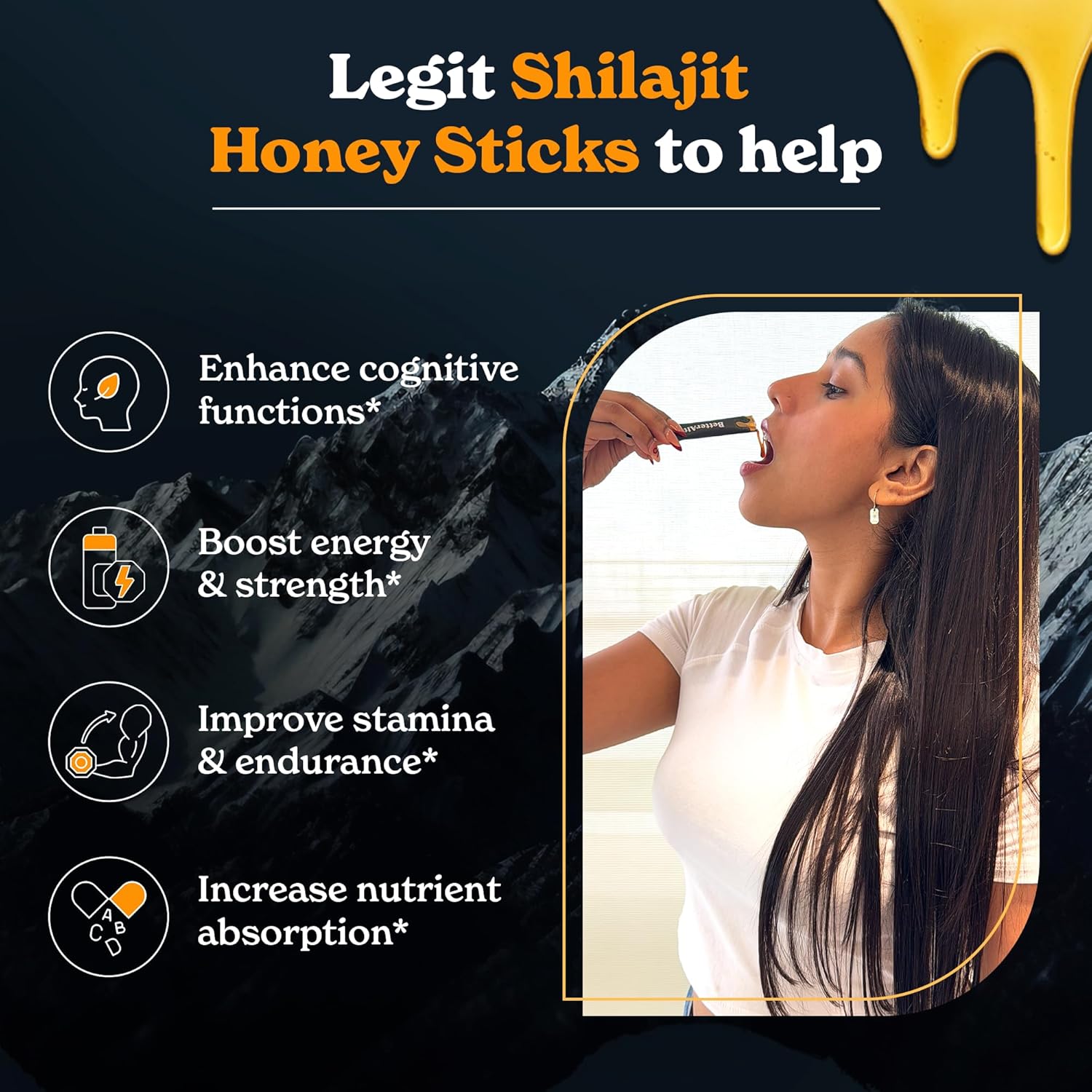Organic Honey & Saffron Infused Himalayan Shilajit Sticks - Easy Consumption, Energy Boost, Immune Support - 30 Sticks, 85+ Trace Minerals, 75%+ Fulvic Acid - Espot.com.au