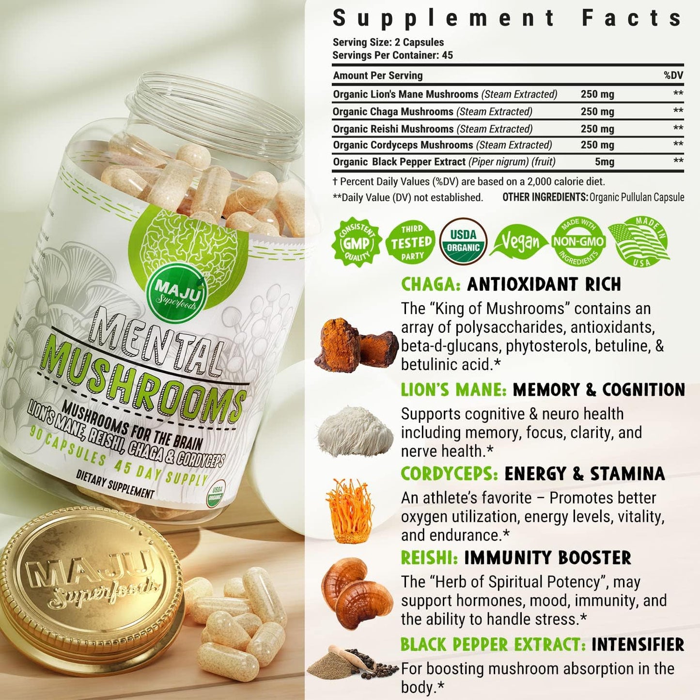 Mental Mushrooms Bundle by Maju Superfoods - Boost Your Brainpower with this Nutrient-Packed Combo - Espot.com.au