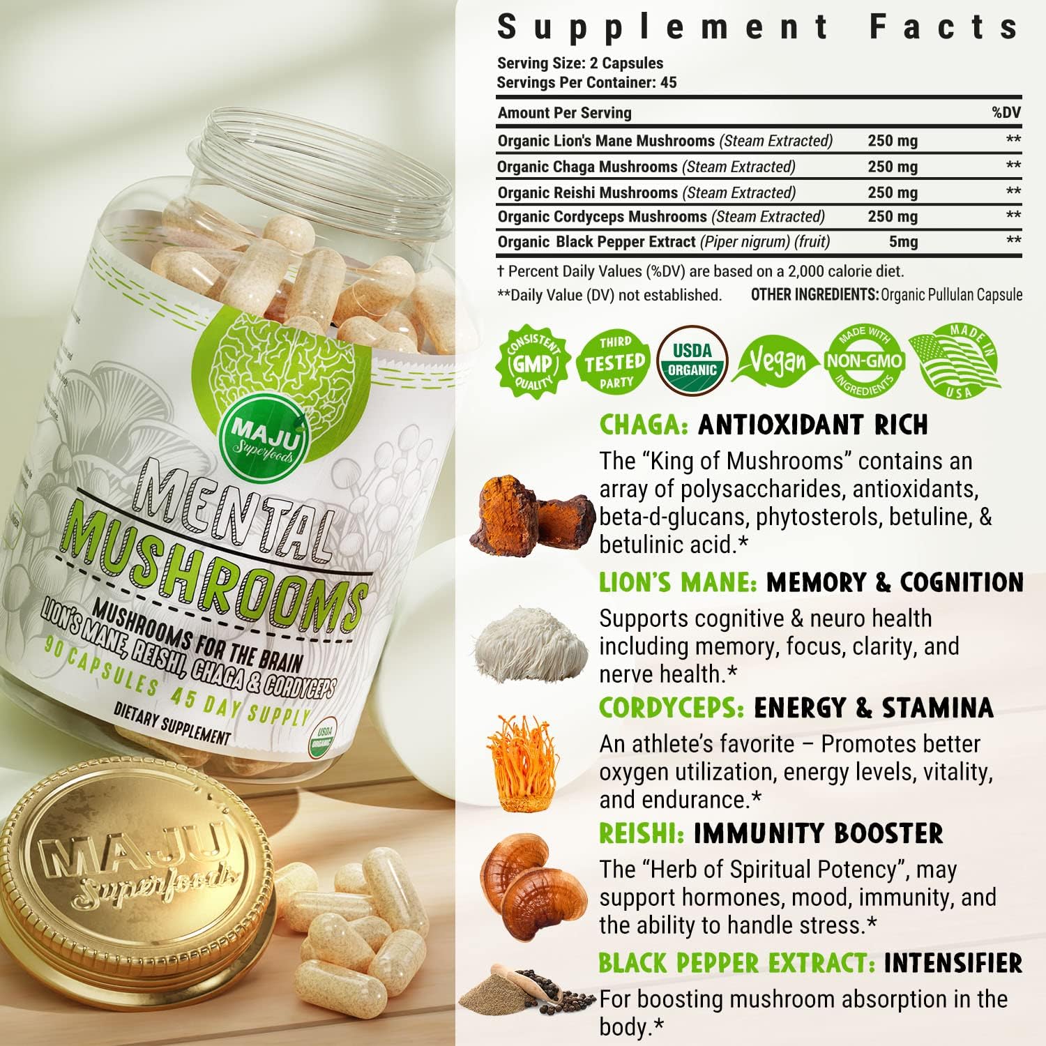 Mental Mushrooms Bundle by Maju Superfoods - Boost Your Brainpower with this Nutrient-Packed Combo - Espot.com.au