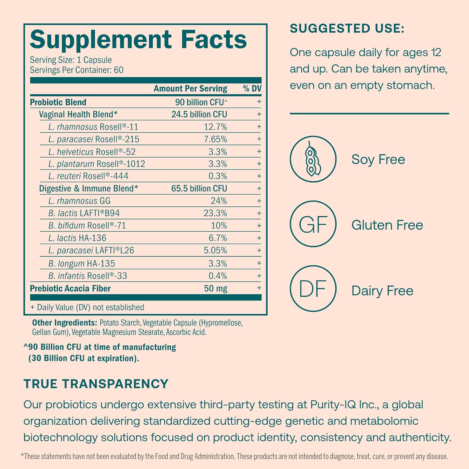 Organic Women's Probiotic with 90 Billion CFU - 60 Vegetarian Capsules for Digestive, Vaginal & Immune Health - Gluten, Dairy & Soy Free - 60 Servings - Espot.com.au