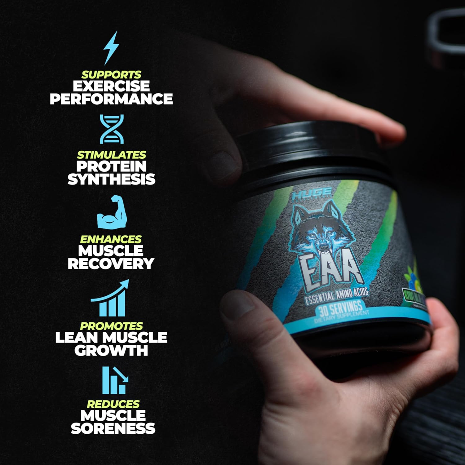 Huge EAA Supplement with 12.85g EAAs & 8g BCAAs Per Serving - Kiwi Blueberry Flavor, 17.73 Oz. - Maximize Muscle Growth & Recovery - Espot.com.au