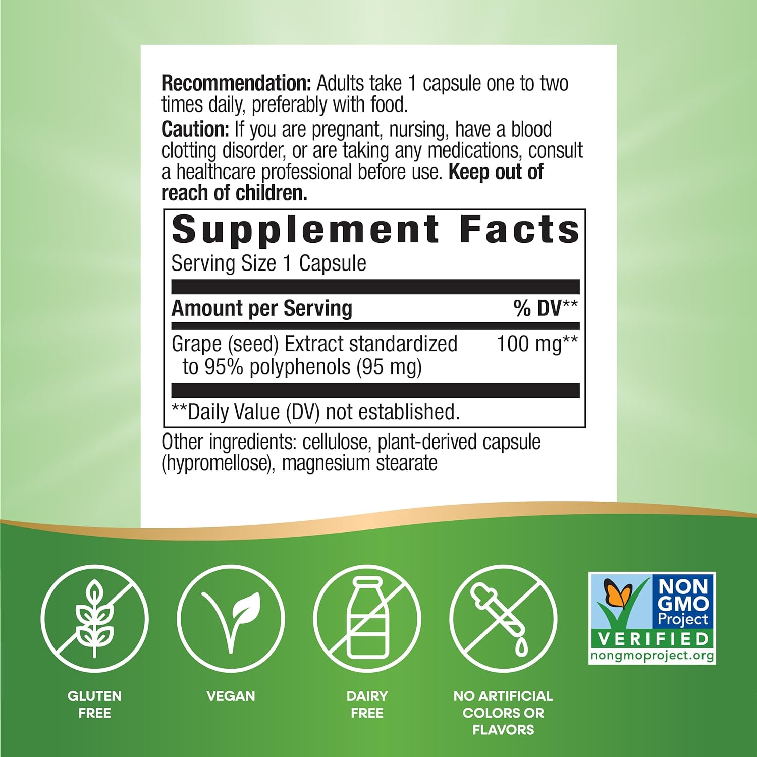 Non-GMO Grape Seed Premium Extract Capsules for Healthy Skin & Veins - Antioxidant Support - 60 Vegan Capsules - Espot.com.au