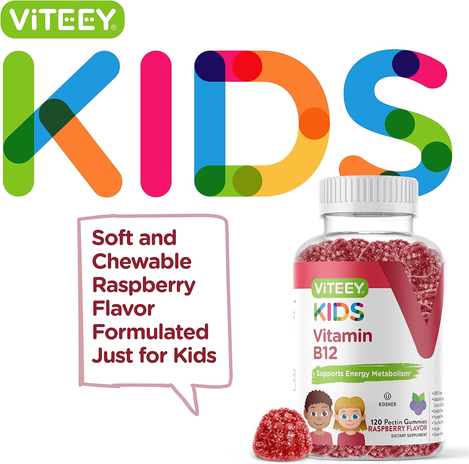 viteey-vitamin-b12-gummies-for-kids---1000mcg-raspberry-flavored-chewable---metabolism-energy-support---vegan-gelatin-gluten-gmo-free-2