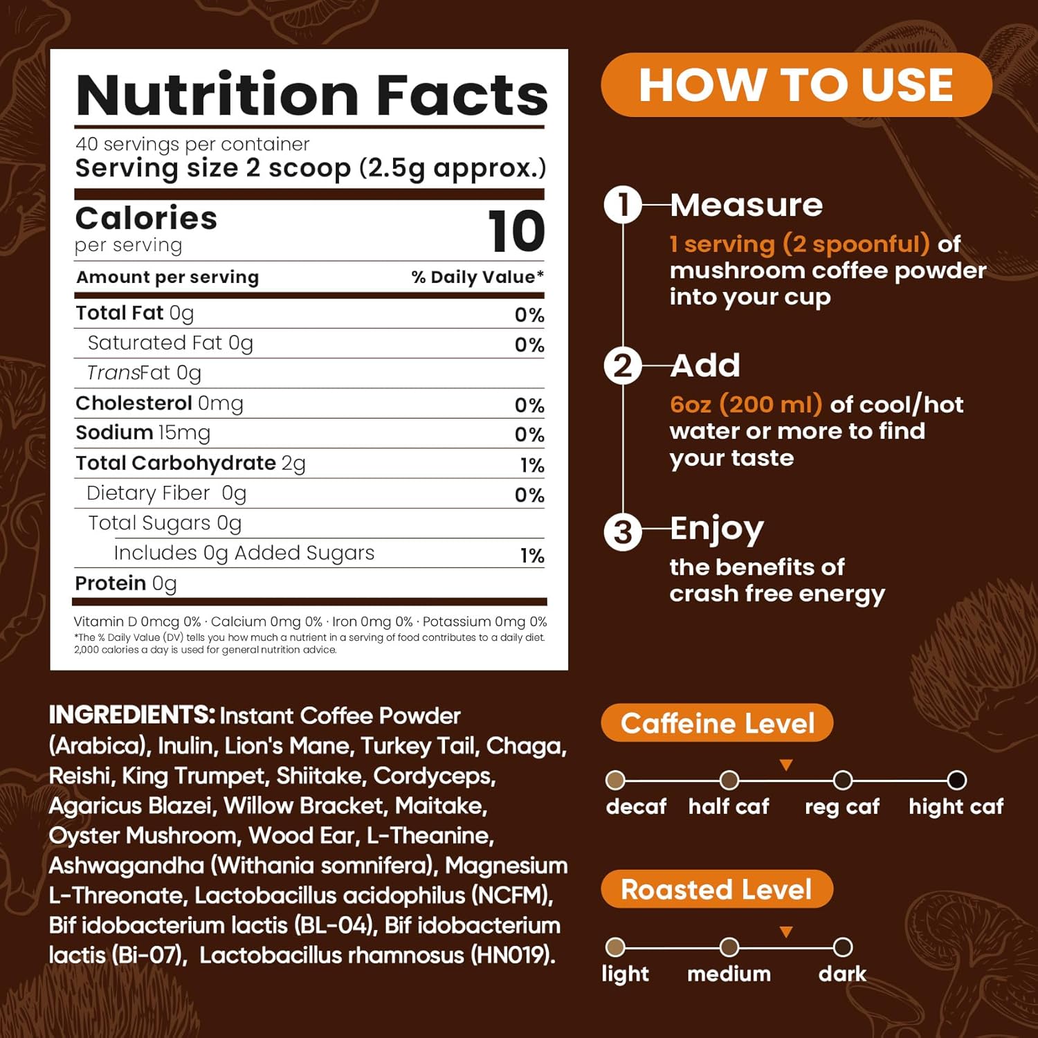 venture-pal-12-mushroom-coffee-powder-with-ashwagandha-lions-mane-reishi-probiotics---1200mg-extract-for-focus-memory-immunity---40-servings-2