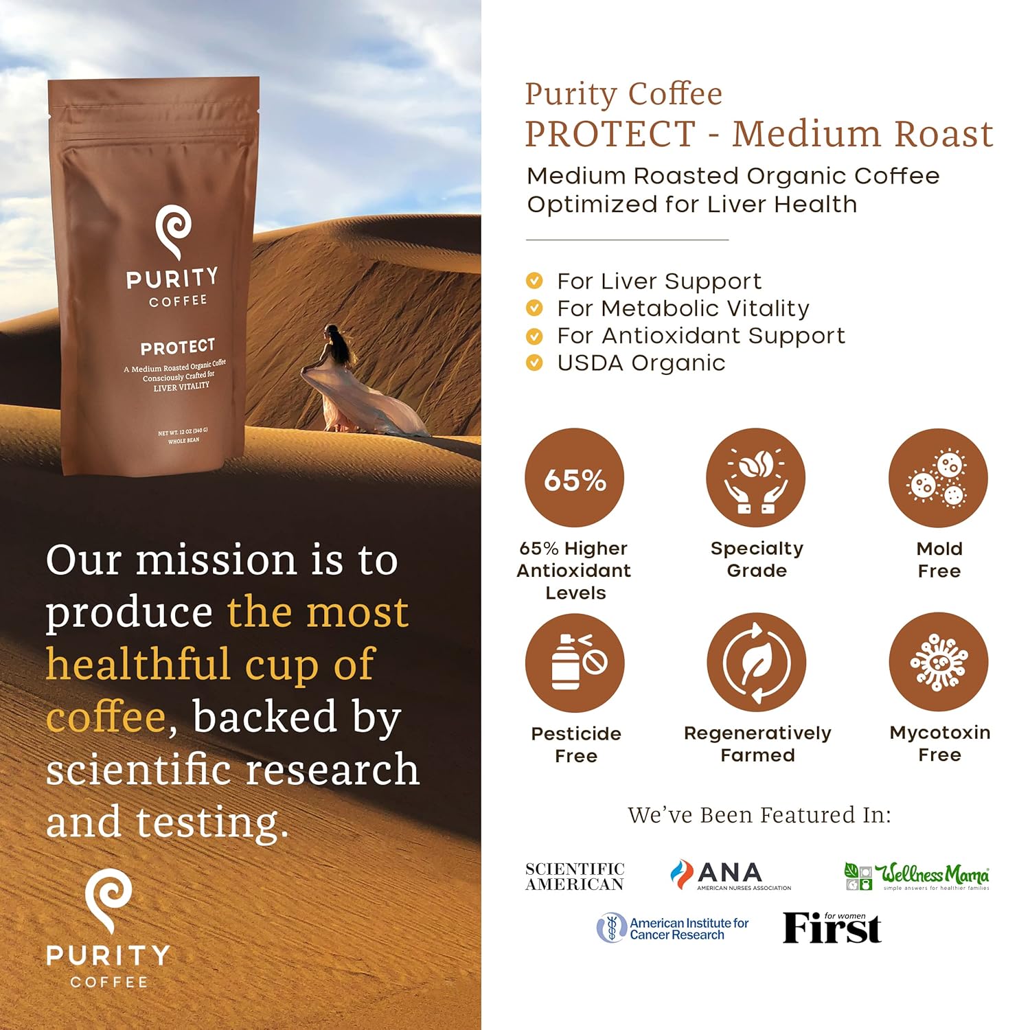 usda-certified-organic-purity-coffee-protect-whole-bean-light-medium-roast---high-antioxidant-arabica---third-party-tested---12-oz-bag-3