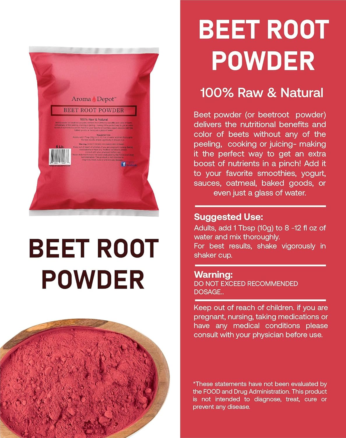 aroma-depot-beet-root-powder-2-lb---raw-non-gmo-vegan-gluten-free---nitric-oxide-stamina-booster---immune-system-support---natural-energy-boost-3