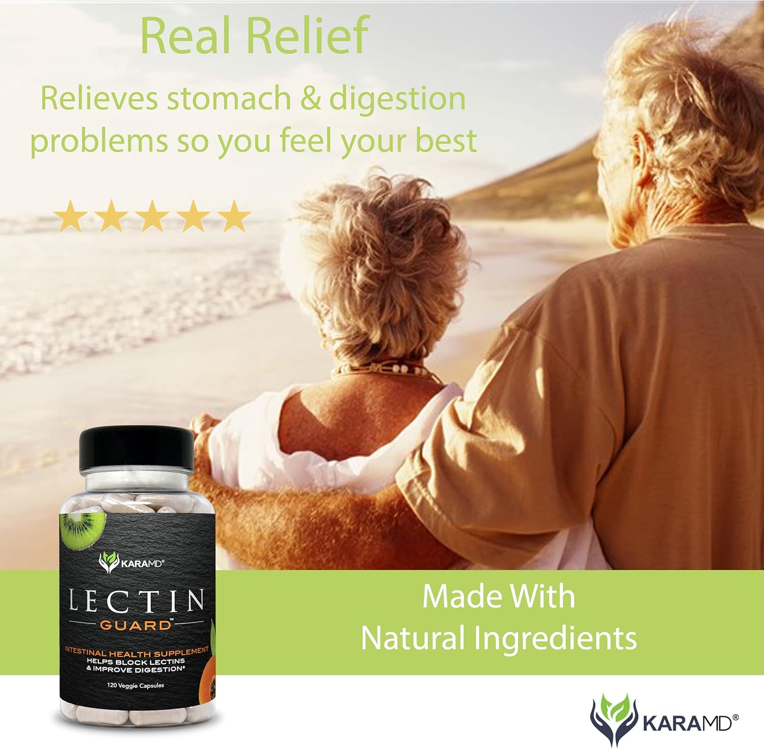 KaraMD Lectin Guard Supplement for Gut & Colon Health | Lectin Blocker with Slippery Elm, Bladderwrack, Sodium Alginate, Okra, Kiwi & Papaya | Vegan, Non-GMO, Gluten-Free | 30 Servings - Espot.com.au