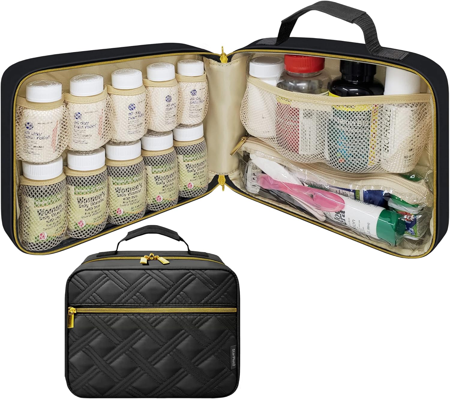 large-quilted-pill-bottle-organizer-for-medications-vitamins-medical-supplies---travel-home-storage-med-bag---black-1