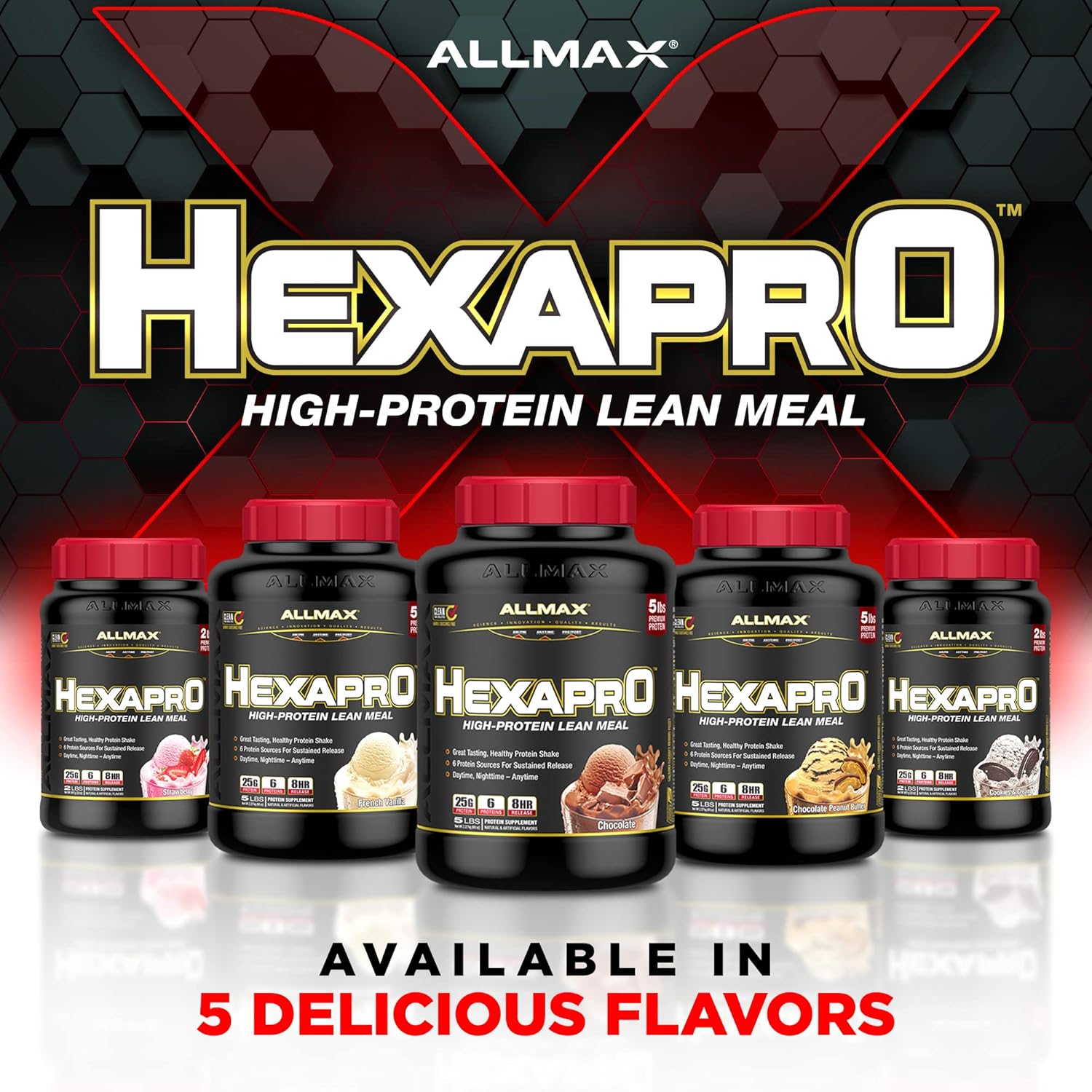 allmax-hexapro-chocolate-peanut-butter-protein-powder---5-lb-tub-25g-protein-per-serving-8-hour-sustained-release-zero-sugar-52-servings-6