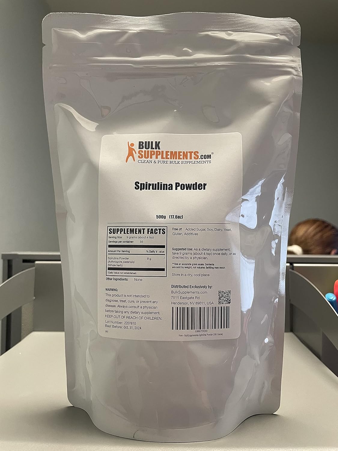 Organic Spirulina Powder - Superfood Green Powder, 3000mg per Serving, Vegan-Friendly - 500g (1.1 lbs) - BulkSupplements - Espot.com.au