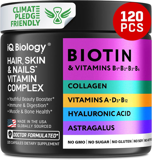biotin-10000-mcg-supplement-with-collagen-keratin-for-hair-growth---hair-skin-and-nails-vitamins-for-men-women---promotes-healthy-regrowth-skin-glow-nail-repair---120-capsules-1