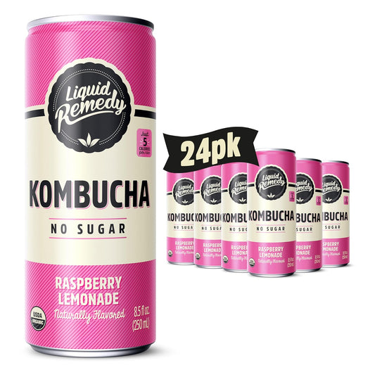 organic-raspberry-lemonade-kombucha-drink-sugar-free-probiotic-85-fl-oz-can-24-pack---gut-health-support-low-calorie-option-1