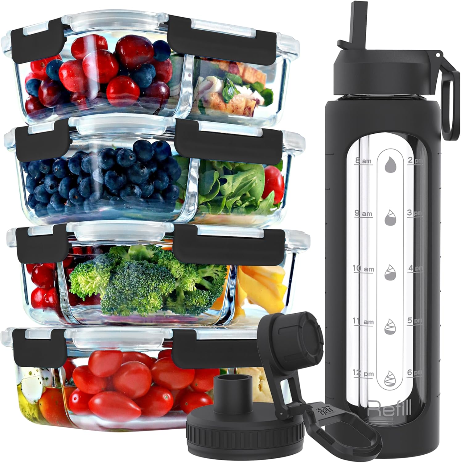 32-oz-glass-meal-prep-containers-with-black-lids-4-pack-glass-water-bottle-set---fit-healthy-bundle-1