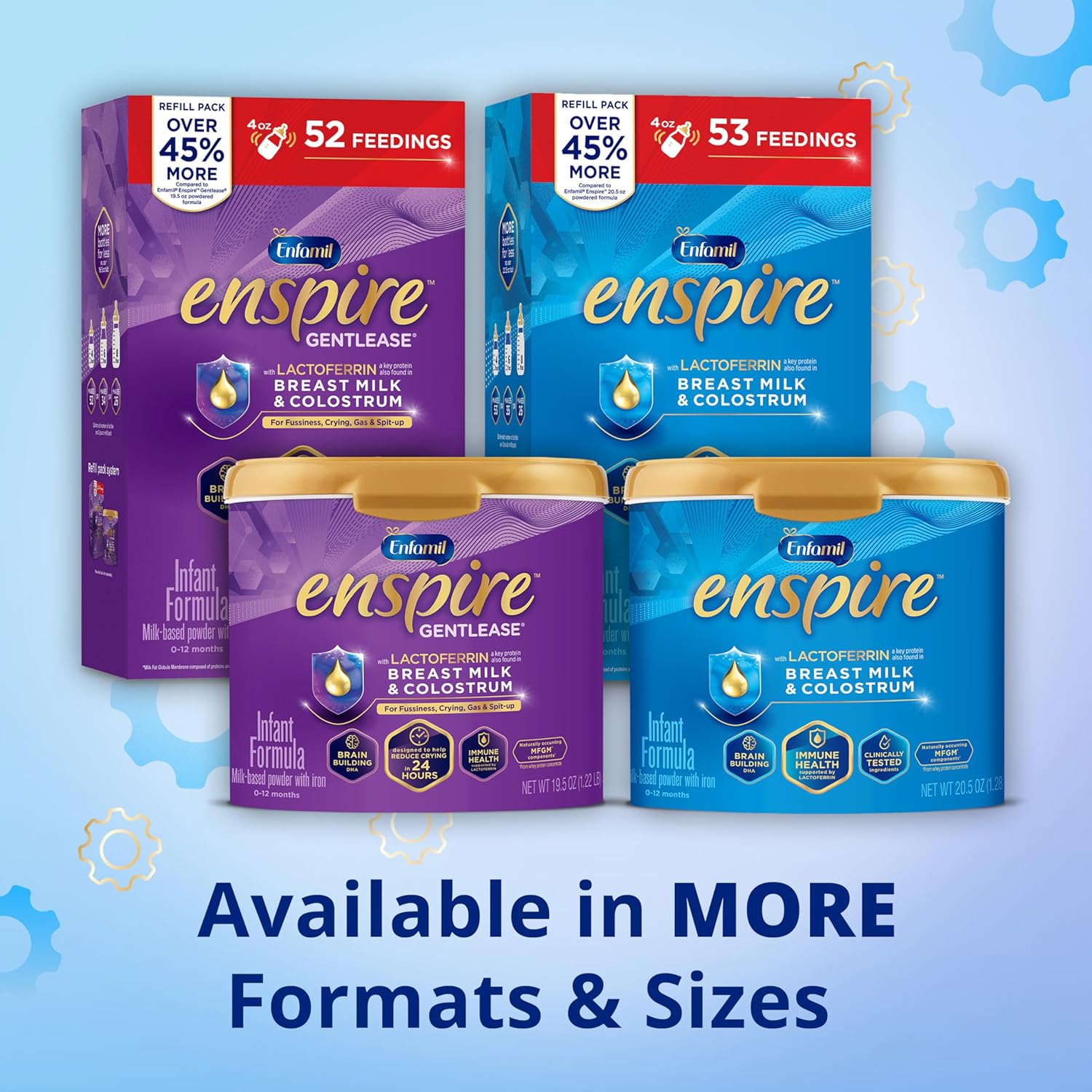 Enfamil Enspire Gentlease Baby Formula with Lactoferrin for Immune Support, DHA for Brain Development, 5 Nutrients in 1 Tub, 19.5 Oz - Espot.com.au