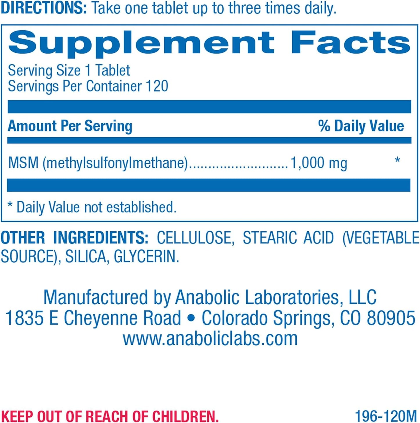 120-anabolic-laboratories-msm-tablets-1000mg---vegetarian-msm-nutritional-supplements-for-healthy-joints-skin---optimsm-formula-2