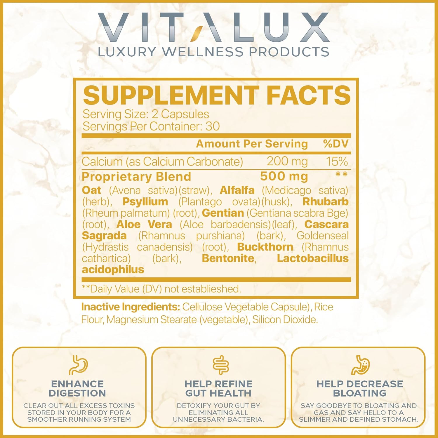 VITALUX Colon Cleanse & Detox Supplement - Premium Formula for Digestion & Gut Health - Reduce Bloating - 60 Capsules - Espot.com.au