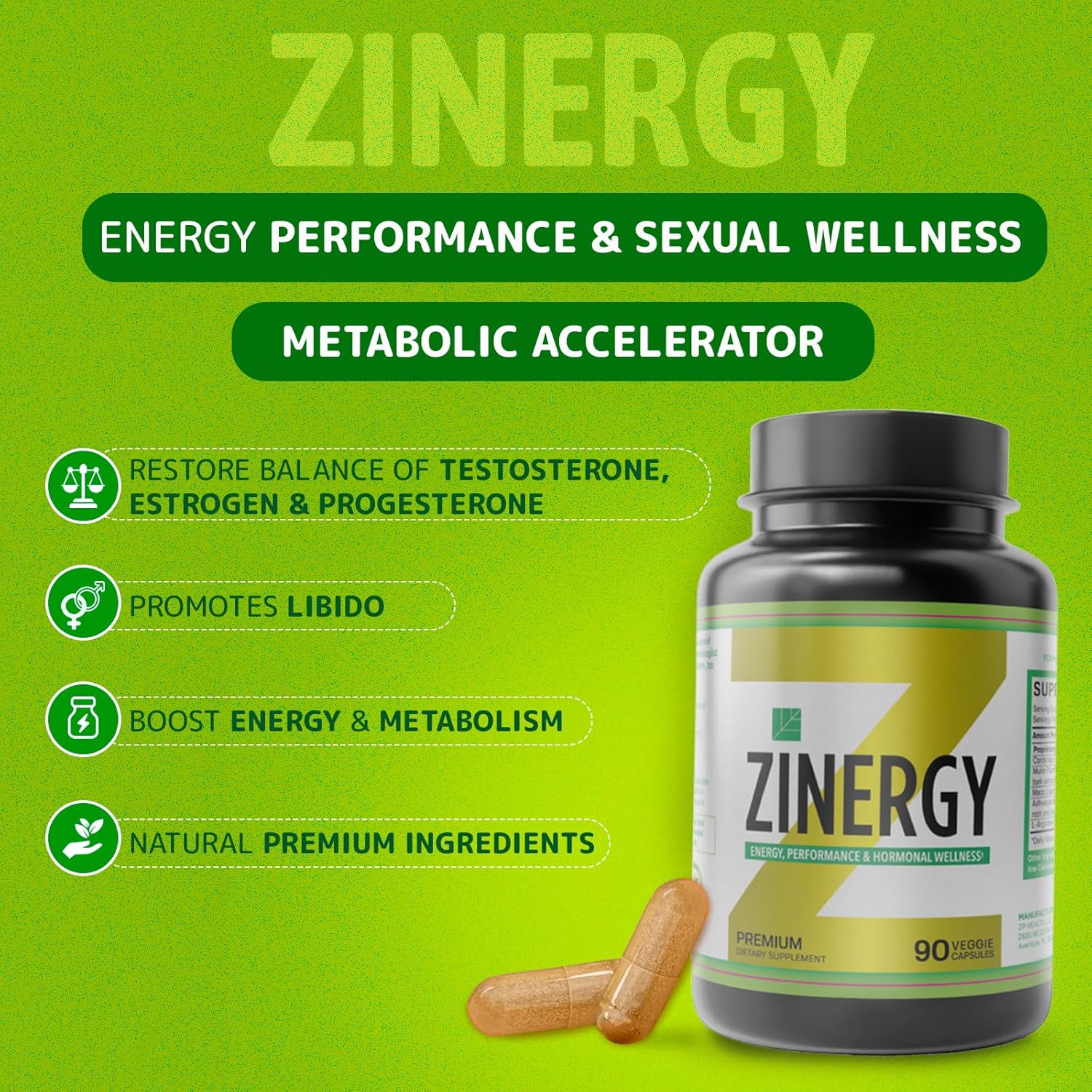 Zisman ZT Slimming Tea & ZINERGY Natural Energy Booster - Premium All-Natural Capsules for Men and Women - Boost Energy and Vitality - 60 Capsules - Espot.com.au