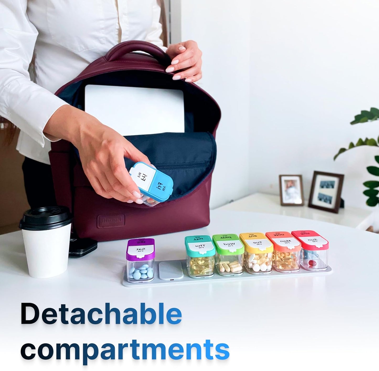 bexeen-extra-large-pill-organizer-set---2-xl-vitamin-holders-with-7-detachable-compartments---reliable-medicine-dispenser-for-home-and-travel---big-supplement-container-in-rainbow-purplewhite-4