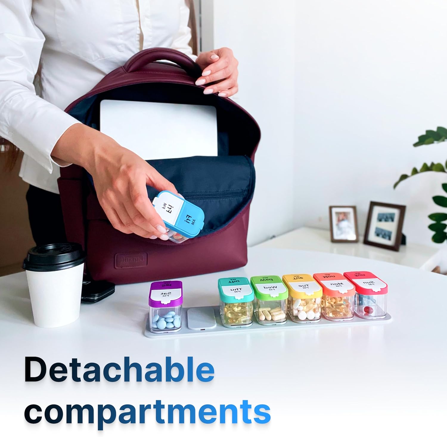 bexeen-extra-large-pill-organizer-set---2-xl-vitamin-holders-with-7-detachable-compartments---reliable-medicine-dispenser-for-home-and-travel---big-supplement-container-in-rainbow-purplewhite-4