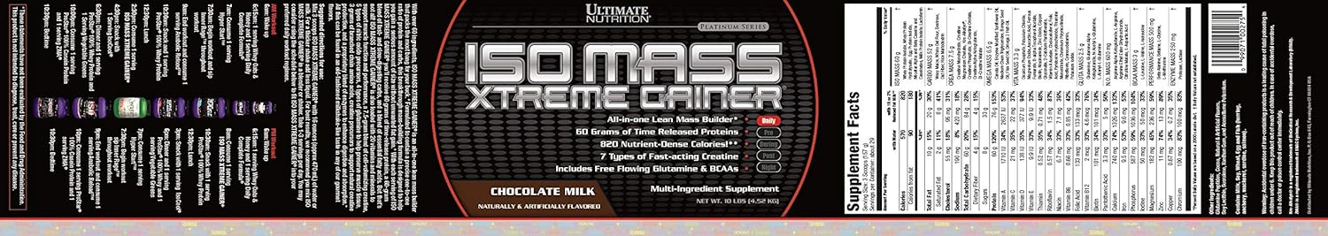 iso-mass-xtreme-gainer---protein-powder-for-lean-muscle-gain-60g-protein-creatine-whey-isolate-10lbs---chocolate-flavor-2