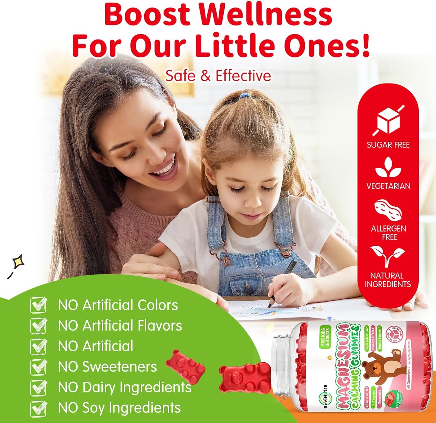 sugar-free-magnesium-gummies-for-kids-adults---calming-supplement-with-magnesium-glycinate-l-theanine-vitamin-b6-d3-for-sleep-relaxation-brain-bones-support---strawberry-flavor---60-count-5