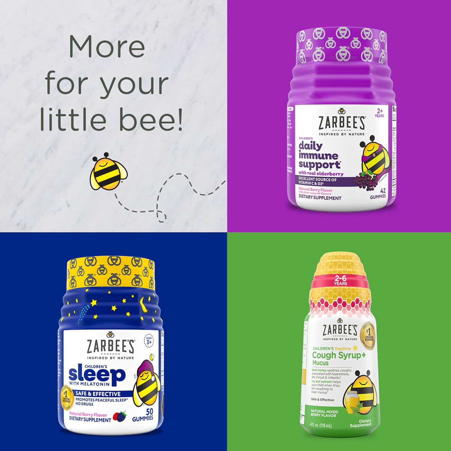 Zarbee's Children's Multivitamin Gummies with Immune Support - 70 Count - Vitamins A, C, D3, E, B6, B12, Folic Acid & B-complex - Espot.com.au