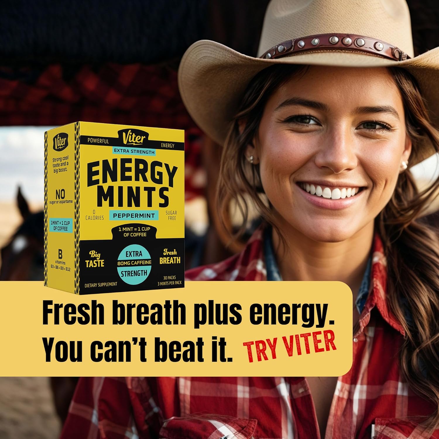 Viter Energy Caffeine Mints 80mg Extra Strength - 90 Pieces with B Vitamins. Sugar Free Vegan Mint for Energy Boost and Focus. Peppermint Flavor, 30 Pack. - Espot.com.au