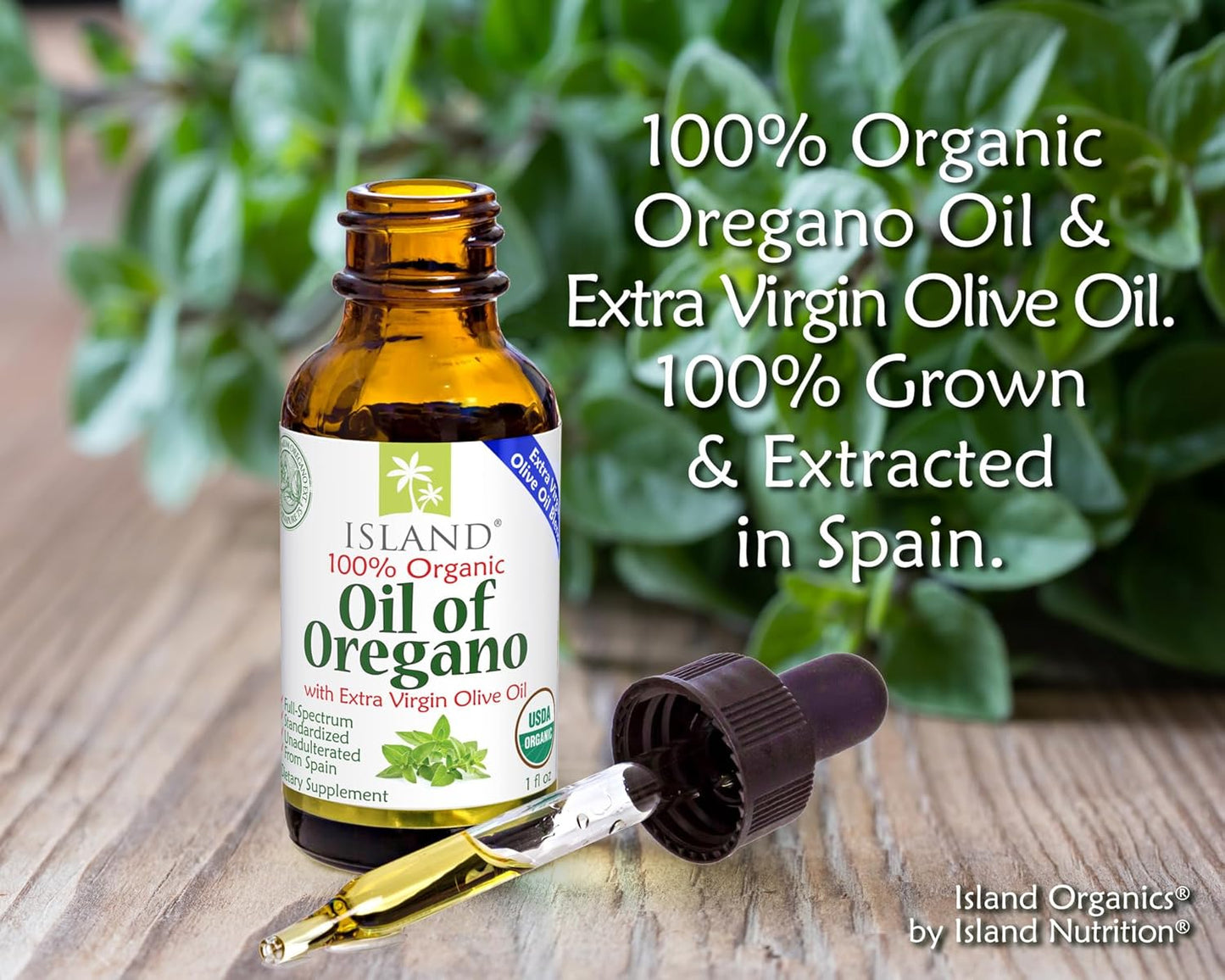 Organic Island Oregano Oil Liquid Drops - 1 fl oz | Spanish-Grown Oregano & Olive Oil Blend | Island Nutrition - Espot.com.au