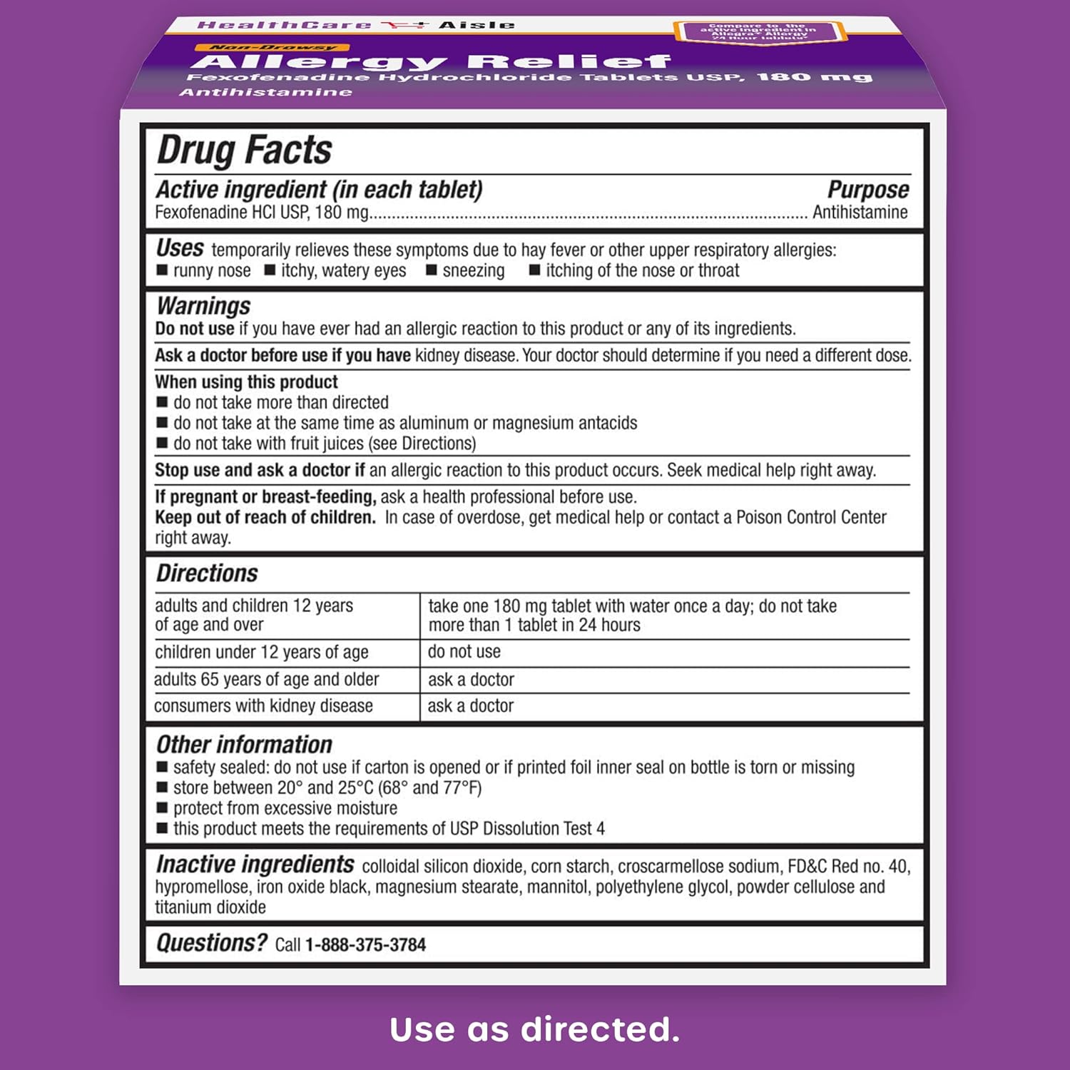 90-count-fexofenadine-hydrochloride-180mg-tablets-for-allergy-relief---non-drowsy-24-hour-allergy-medication-by-healthcareaisle-6