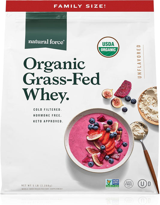 Organic Grass-Fed Whey Protein Powder - Non GMO, Humane Certified, Lab Tested - Pure & Unflavored - Keto, Low Carb, Kosher - 5lb A2 Protein - Espot.com.au