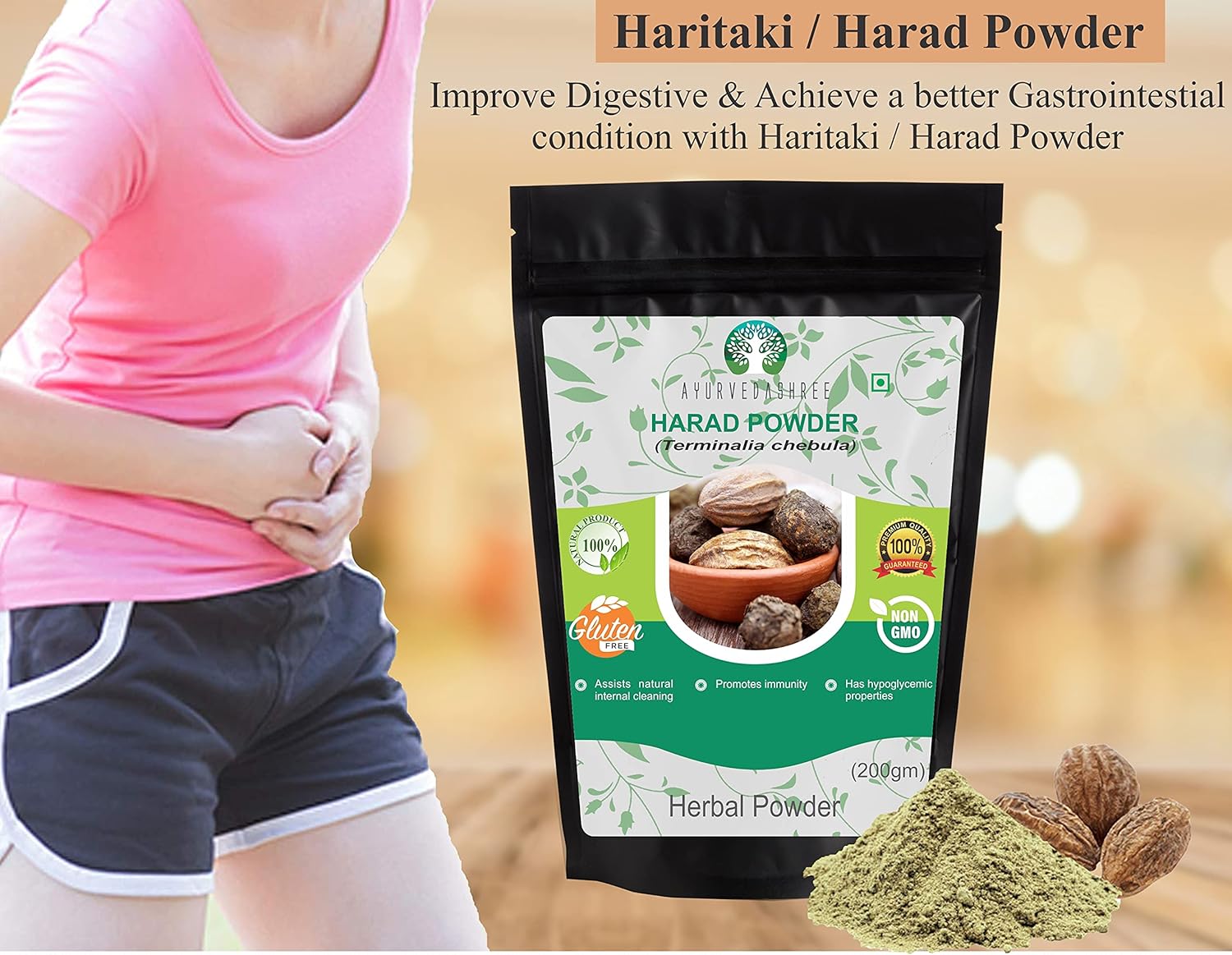 200-gm-ayurvedashree-haritaki-powder---terminalia-chebula-detox-rejuvenation-for-vata---kapha---pitta-balance---non-gmo---gluten-free---gmp-certified-3