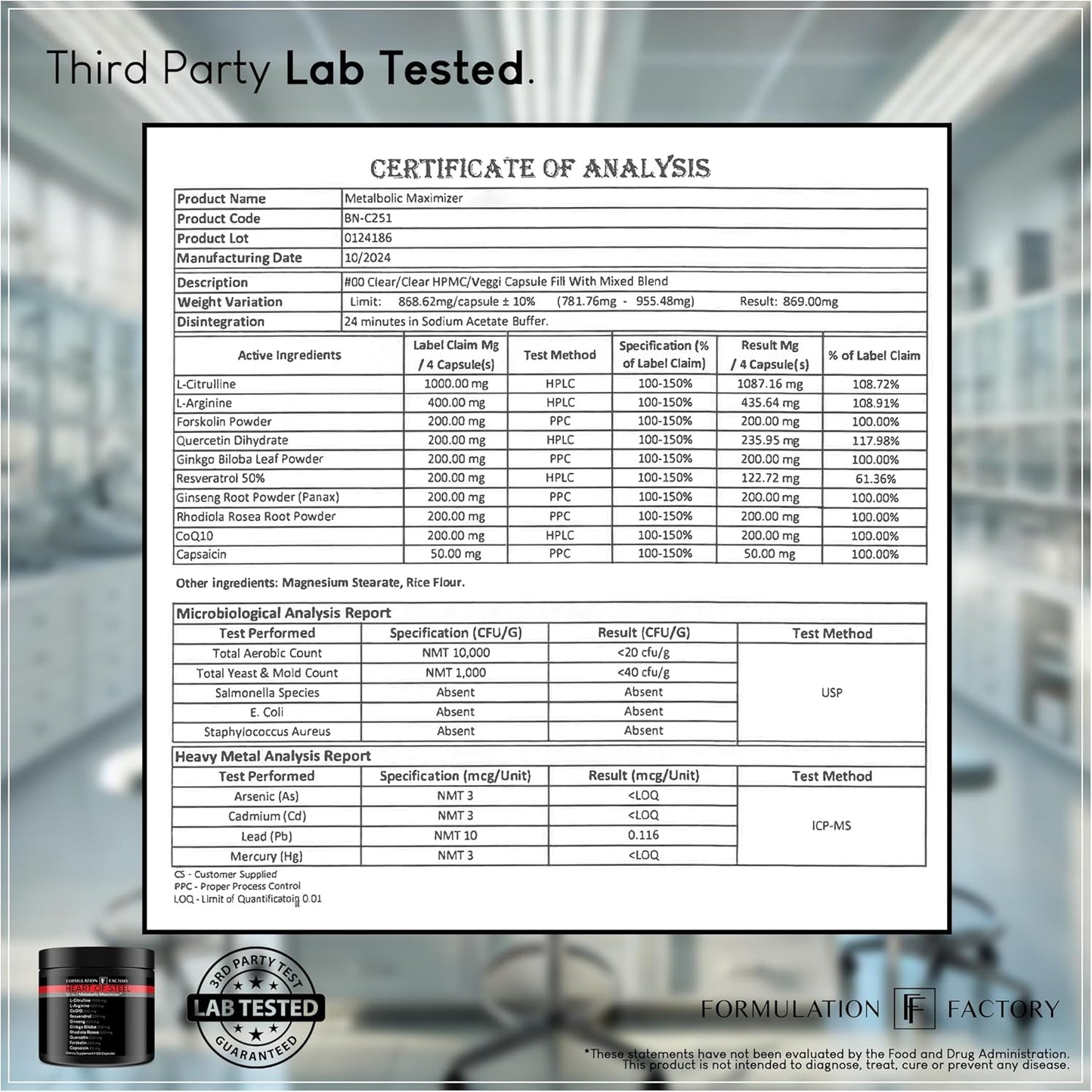 Metabolic Maximizer Nitric Oxide Supplement with L-Arginine & L-Citrulline for Energy Management & Blood Pressure Support - 120 Capsules - Espot.com.au