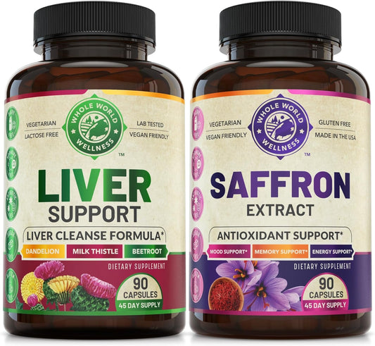 Liver Cleanse Detox & Repair Formula with Pure Saffron Extract Bundle - Supports Liver Health, Energy Boost, Mood, Metabolic Function - USA Made - One Bottle Each - Espot.com.au