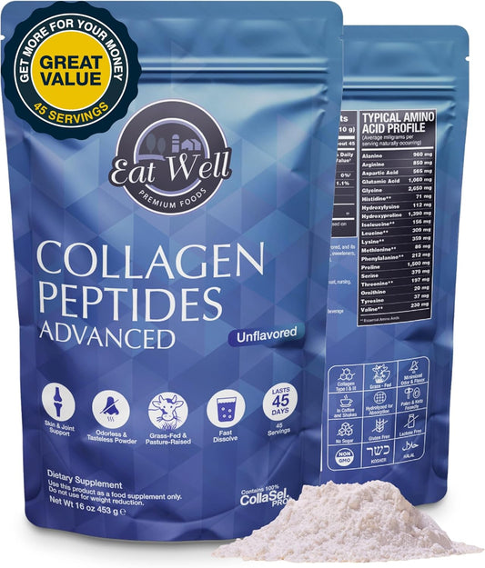 premium-collagen-peptides-powder-protein---16oz-45-servings---skin-bone-joint-support---type-i-iii-grass-fed-supplements---keto-friendly-amino-acids-for-men-and-women-1