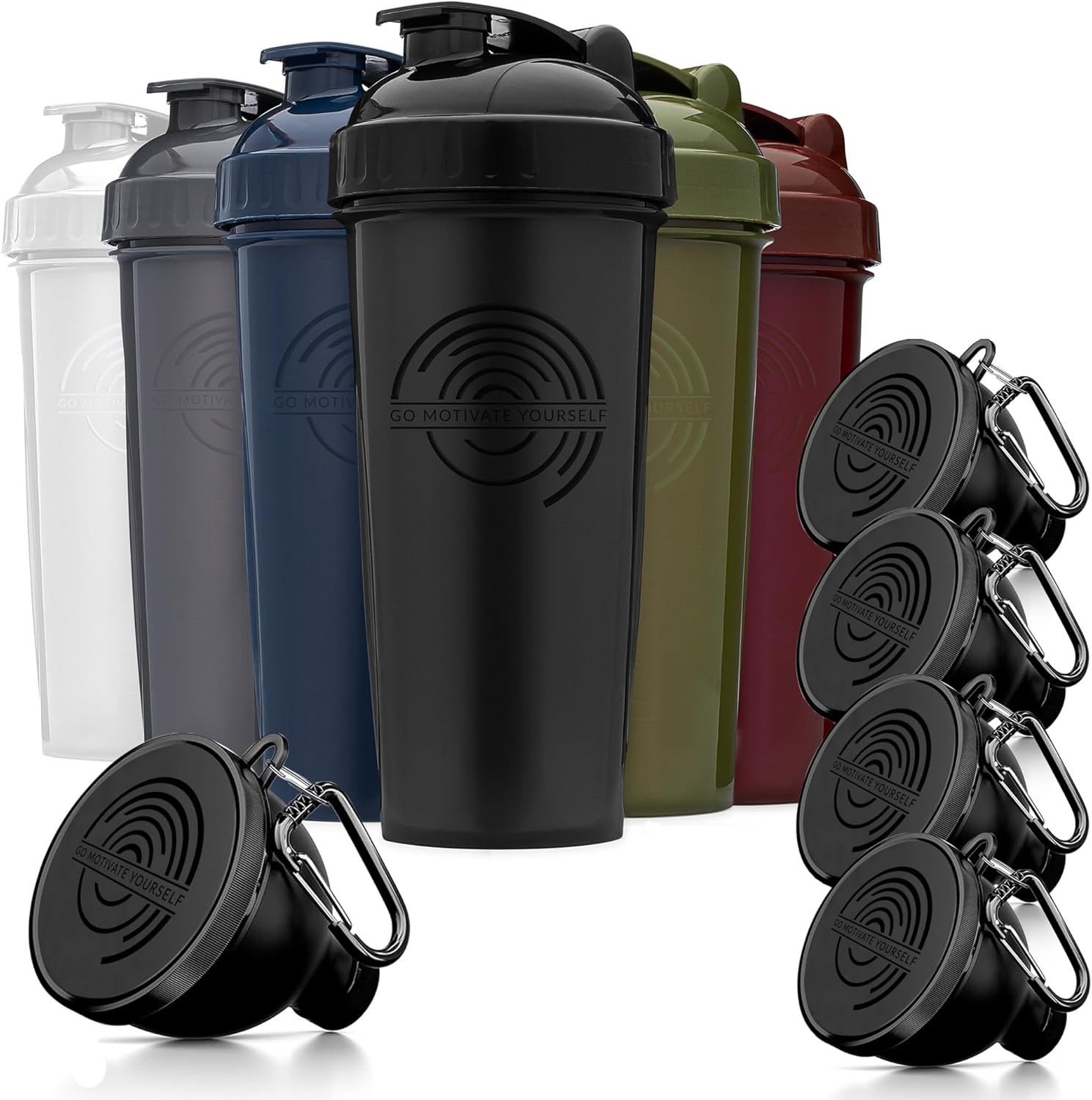 6-pack-shaker-bottles-with-agitator-5-pack-protein-funnels-with-carabiner---bpa-free-dishwasher-safe-fitness-bundle-1