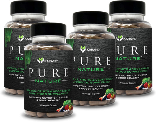 KaraMD Pure Nature Whole Food Supplement - Greens, Fruits, Vegetables, Vitamins, Fiber, Antioxidants - Energy & Digestion Support - Non-GMO, Gluten Free, Vegan - 4 Pack - Espot.com.au
