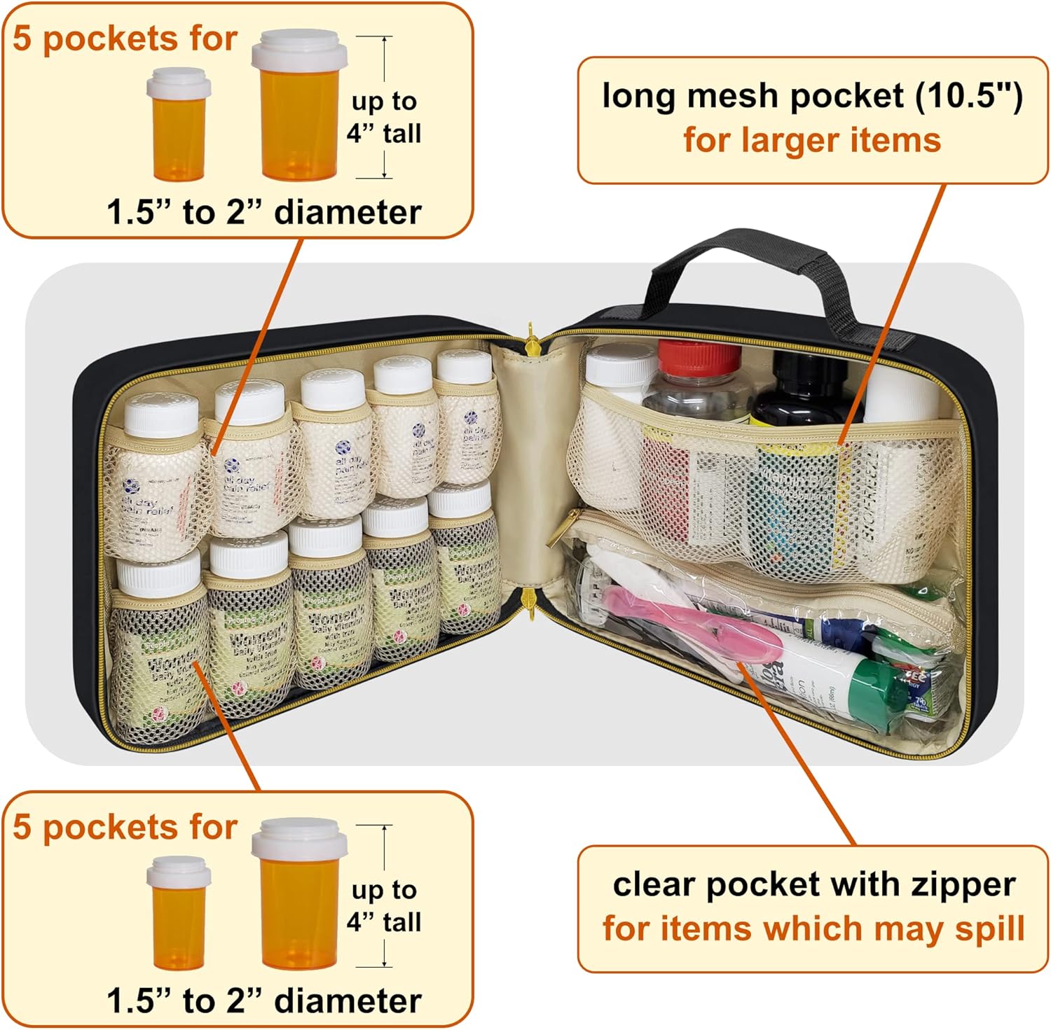 large-quilted-pill-bottle-organizer-for-medications-vitamins-medical-supplies---travel-home-storage-med-bag---black-2