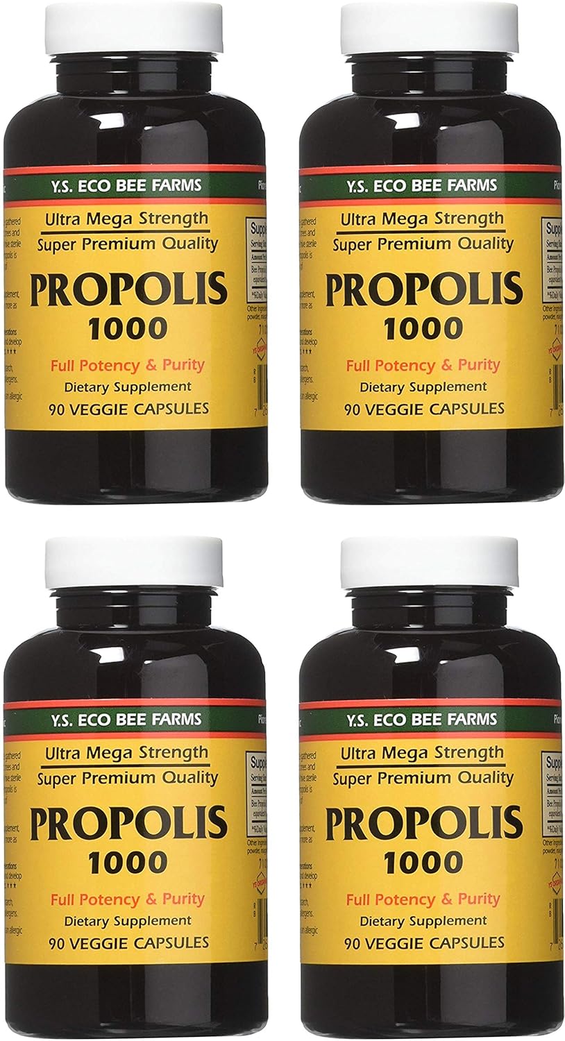 YS Eco Bee Farms Propolis 1000 - 360 Capsules, Pack of Four - Natural Bee Propolis Supplement for Immune Support - Espot.com.au